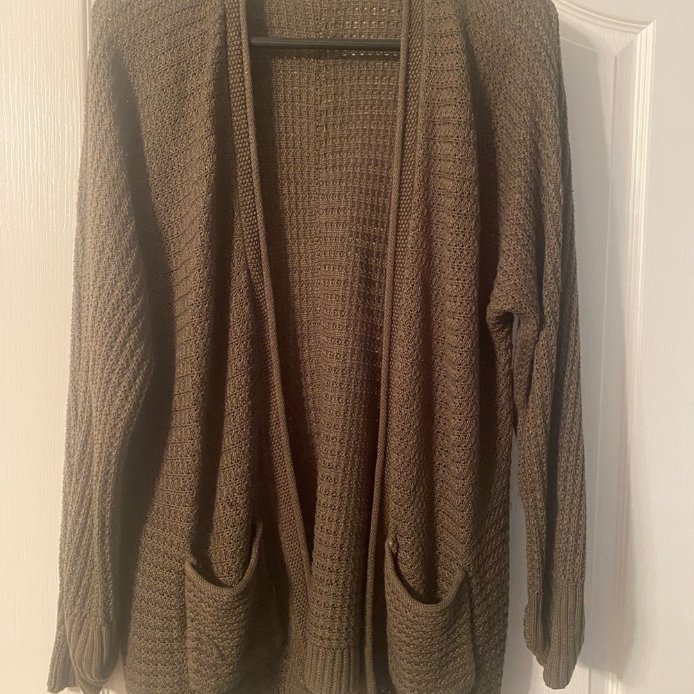 Women's Olive Green Knit Cardigan Sweater